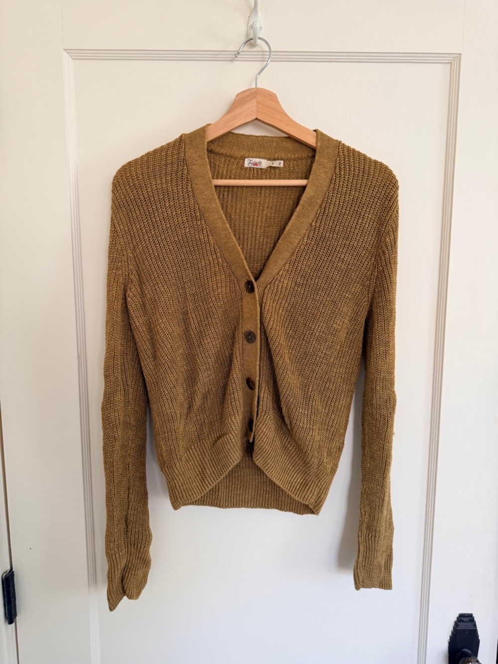 Faherty Mustard Brown Knit Button-Front Cardigan